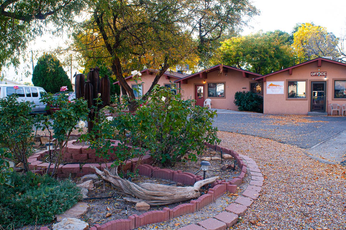 High Desert Assisted Living office garden and neighboring homes